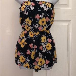 Navy blue floral romper